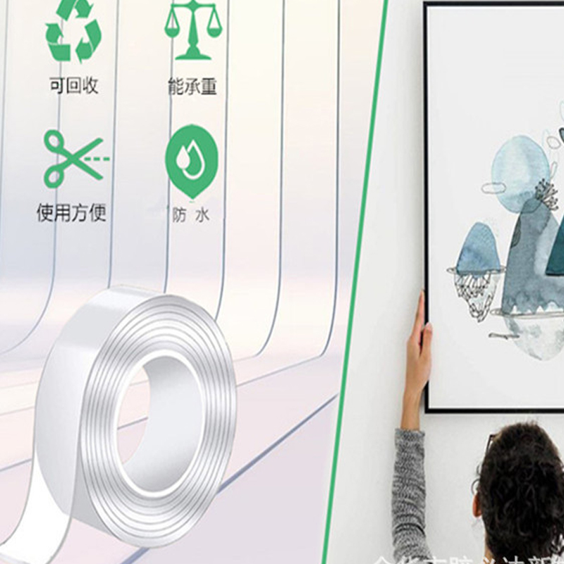 Cinta adhesiva nanotransparente sin trazas de doble cara lavable y extraíble